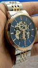 Rare Tissot Blue Skeleton Dial Men s Automatic Refurbished Two-tone Wristwatch