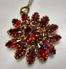 Antique Vintage Art Deco Czech Signed Pendant Garnet Glass Necklace