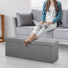 43 storage Ottoman Bench Folding Chest Footrest Stool Mdf Frame W lid Light Grey