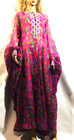 Vintage 1960s Psychedelic Floral Kaftan Maxi Dress Angel Metallic Brocade