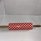 Pioneer Woman Ceramic 18  Rolling Pin Red   White Check Gingham Retired