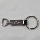 Coach New York Logo On Metal Key Chain W Split Ring Black Leather Euc Bag Charm