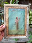 Vintage Indian Miniature Lady Portrait Painting Framed Folk Art Wall Decor 11x8