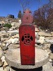 Antique Chinese Hand Carved Wood Red Painted Matchstick Wall Holder Nice Patina
