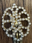 Vintage Gold-tone Hair Comb Decorative Rhinestones Floral Like Pattern
