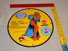 Vintage 1958 Aaa Automobile Club Woman  dog 11 3 4  Porcelain Metal Gas Oil Sign