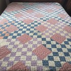 Vintage Hand Stitched Cutter Quilt 65x82 Cotton Repurpose Quilt Cottage