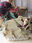 Primitive Antique Tin Style Santa Sleigh Reindeer Silver Resin Chocolate Mold