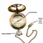 Brass Sundial Compass Vintage Pocket Style Nautical Keychain  Pendant Gold