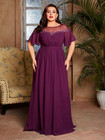 Plus Size Purple Chiffon Mother Of The Bride Dresses Formal Wedding Evening Gown