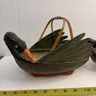 Vtg Set Of 2 Zhejiang Handicrafts Woven Bamboo Duck Baskets Rattan Nesting Pair