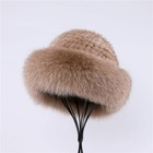 Luxury Women s Winter Warm 100 Real Mink Fur Knitted Bucket Hat Fox Fur Trim Cap