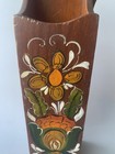 Vintage Folk Art Wooden Hand Painted Wall Hanging Long Match Holder 15    X 3 75   