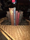 Rustic Wood   Metal Chained Bookends Set Of 2  Black  9 In Tall