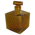 Set Of 2 Vintage Amber Glass Diamond   pattern Decanters W  Stoppers Made In Japan