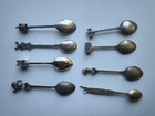 Lot Of 8 Vintage Souvenir Spoons With Unique Figural Handles And Travel Themes