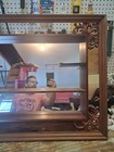 Vintage Mid Century Modern Turner Ornate Shadow Box Curio Wall Mirror   Shelves