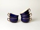 Antique Cobalt Blue   Gold Gilded French Porcelain Tea Set From Choisy Le Roi Ly