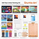 168 Pcs Artist Painting Kit  Deluxe Art Kit With Paint  Wooden Easel  Canvases 