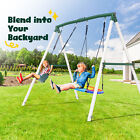7 5ft Heavy Duty Metal Frame Kids Adult Outdoor Swing Set Backyard With 2 Swings