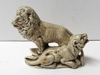 Vintage Lion Pair Figurine Hand Painted Porcelain  383