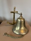 Antique Brass Anchor Ship Bell Leather Rope Lanyard Nautical Last Call Bar