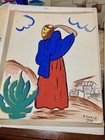Antique Mexican Folk Art Signed Set Of 8 Dance Of Little Old Men Paintings
