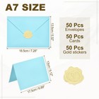 50pack Light Blue 5x7 Envelopes  A7 Envelopes With Cards Stickers