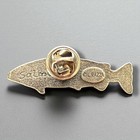 L Razza Fish Brooch Pin Figural Trout Salmon Bass Pewter Tone Fishing Signed