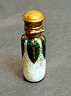 19c victorian French Withe Opaline Glass Miniature Perfume Scent Bottle Gold Art