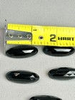 Vintage Black Glass Toggle Coat Buttons Metal Loop Set Of 5