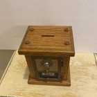 Post Office Box Wooden Bank With Brass Accents