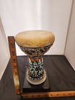 Doumbek Goblet Drum Vintage Folk Art Ceramic   Leather Animal Hide  - 8t 