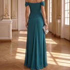 Teal Mermaid Chiffon Mother Of The Bride Dresses Ruched Pleats Off Shoulder Gown