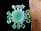 Gorgeous Czech Vintage Style Rhinestone Glass Button    Crystal   Peridot Green