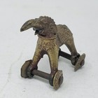 Antique Indian Cast Brass Iron Devotional Shrine Temple Pull Toy Elephant Wheels