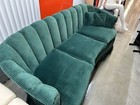 Art Deco 1920s Shell Back Sofa Emerald Green Velvet Refinish