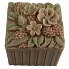 Vintage Stone Carved Jewelry Trinket Box Mixed 3d Florals Square Shape Box