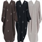 Muslim Women Embroidery Casual Open Abaya Cardigan Maxi Dress Dubai Kaftan Robe