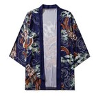 Niepce Unisex Flying Dragon Japanese Kimono Graphic Short Sleeves Cardigan Shirt