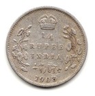 1908 British India Silver 1 4 Rupee