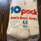 New Old Stock 10 Pair Vintage Size 10-13 White Mens Crew Socks 80s 90s