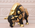 Bronze Sculpture Bull Statue Art Figure Animal Decor Golden Modern Wildlife Home