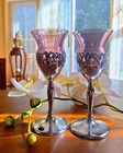 Farber Bros Krome Kraft Amethyst Cambridge Glasses 6 1 2  Wine Stem Art Deco Vtg