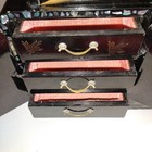 Jewelry Box Vintage Japanese Black Lacquer Pagoda With Music Box And Geisha Girl