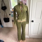 Vintage Juicy Couture Y2k Logo Green Velour Tracksuit Set 2-piece Size S