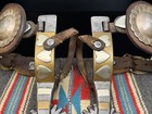 Rare Kelly Bros   four Hearts    Silver   Brass Overlaid Engraved Spurs W  Straps