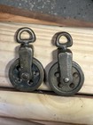 Pair 2 set Of Antique vintage Brass Hanging Rope Pulleys Maritime Boating 