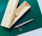 Rolex Vintage Style Silver Tone Diamond Pattern Steel Ballpoint Pen Box Ad Gift