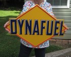 Dynafuel Sunoco Gasoline Gas Oil 20  Embossed Metal Steel Sign Garage Vintage